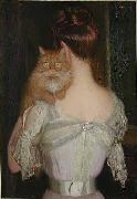 Lilla Cabot Perry Woman with Cat France oil painting artist